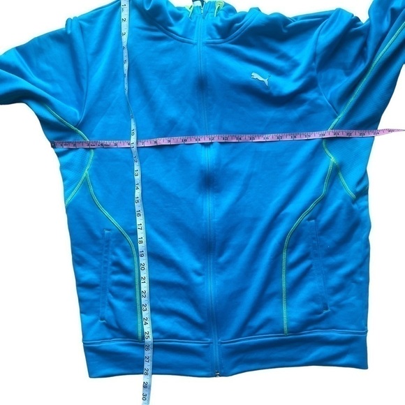 PUMA Dry Cell men’s hoodie jacket long sleeves zip  2 pockets blue green size L - Picture 13 of 16